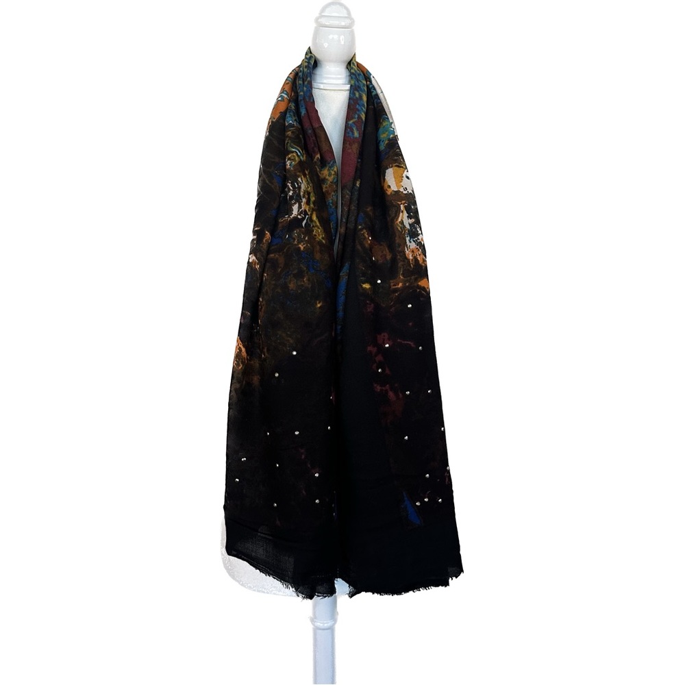 Zara Abstract print scarf with multicolor and silver sequins - Picture 4 of 4